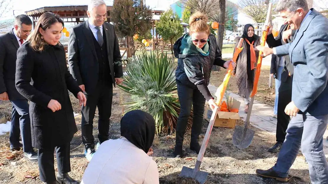 Elazığ'da kadına yönelik şiddetle mücadele için fidanlar toprakla buluştu