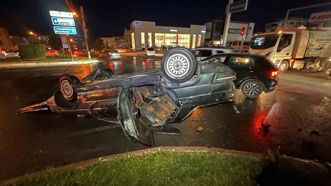 Elazığ'da ters dönen otomobil yandı: 1 yaralı