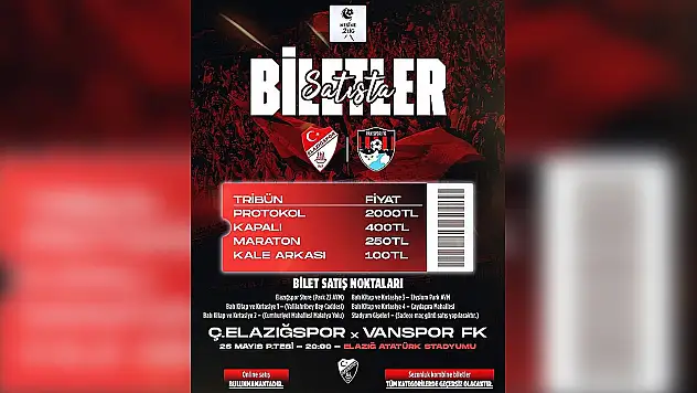 Elazığspor'un rövanş maçı biletleri satışa çıktı!