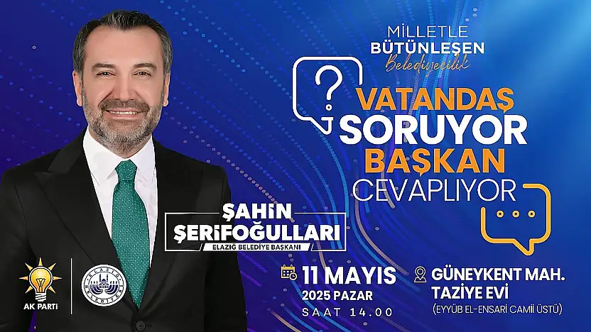 'Vatandaş Soruyor, Başkan Cevaplıyor' programının üçüncüsü, Güneykent Mahallesi'nde düzenlenecek